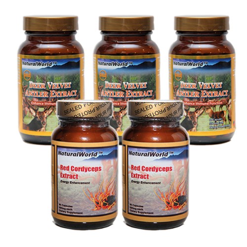 3 Deer Velvet Antler Extract + 2 Red Cordyceps Extract 